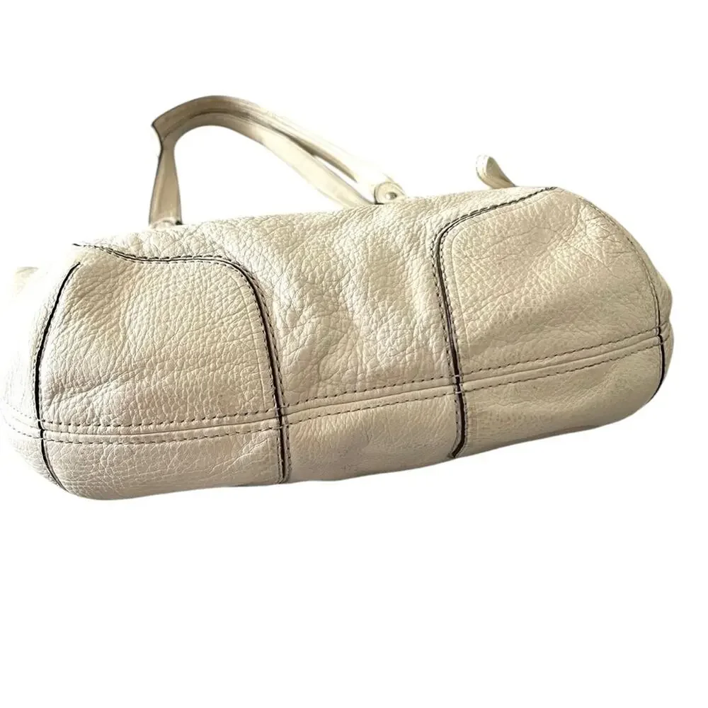 COACH Pebbled Leather Bag Cream White Purse Red Lining M1220 FAST SHIP 1722-3